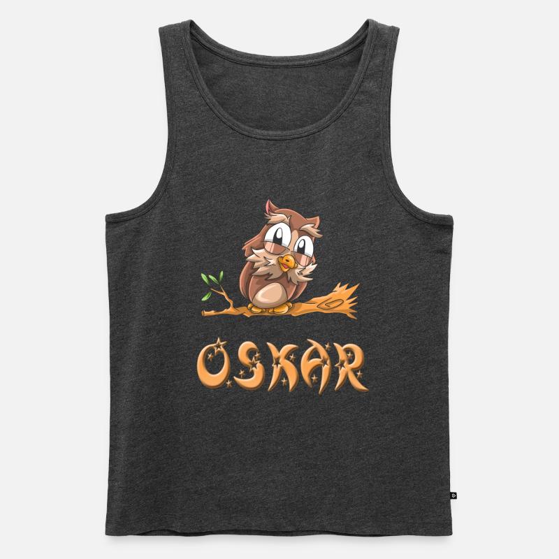 Eule Oskar - Männer Premium Bio Tank Top - Anthrazit meliert