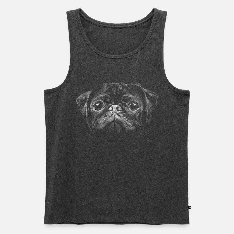 Mops - Männer Premium Bio Tank Top - Anthrazit meliert