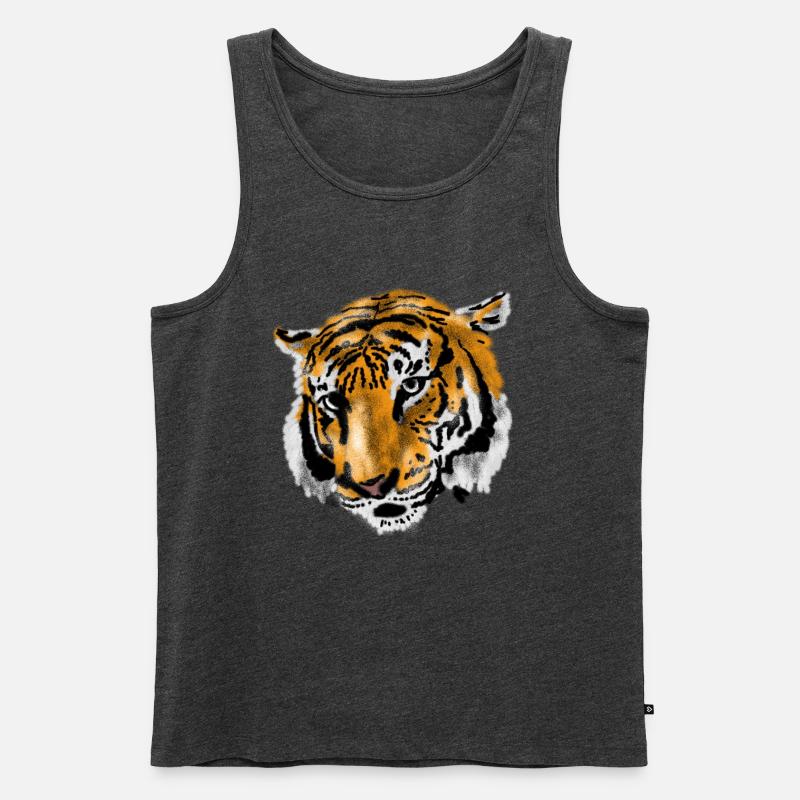 Tiger - Männer Premium Bio Tank Top - Anthrazit meliert