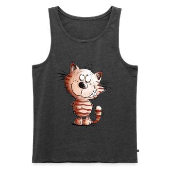 Little Naughty Cat I Cat Motif Comic Gift - Men's Premium Organic Tank Top - heather anthracite - Front - AI Model Male 178 light (178cm)