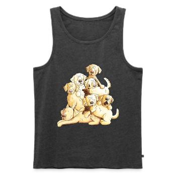 Golden Retriever Dog Puppy Comic Dog Gift - Men's Premium Organic Tank Top - heather anthracite - Front - Michal (187cm)