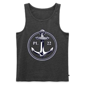 PL22 Marineanker - Männer Premium Bio Tank Top - Anthrazit meliert - Vorne - Michal (187cm)