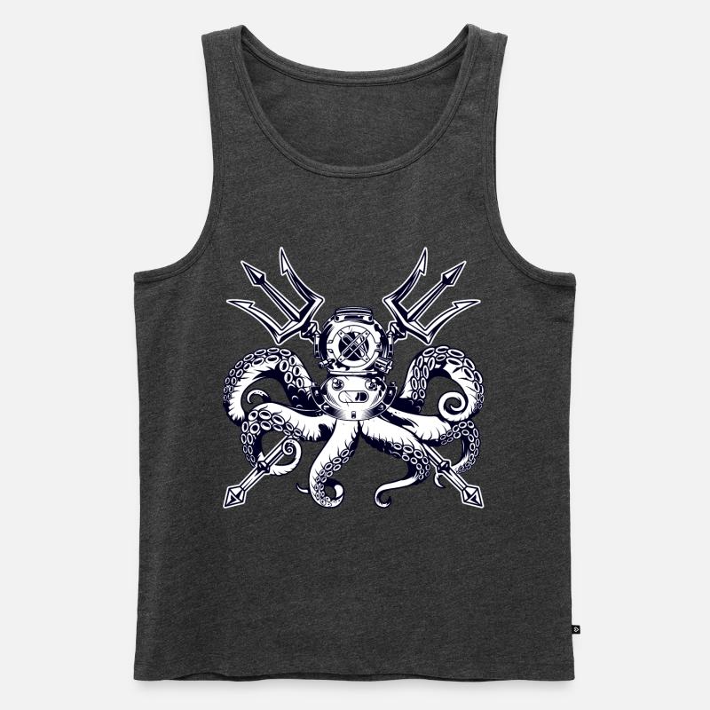 Trident Diving Octopus - Männer Premium Bio Tank Top - Anthrazit meliert