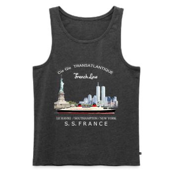 FRANCE PAQUEBOT NEW YORK - Débardeur bio Premium Homme - anthracite chiné - Devant - Michal (187cm)
