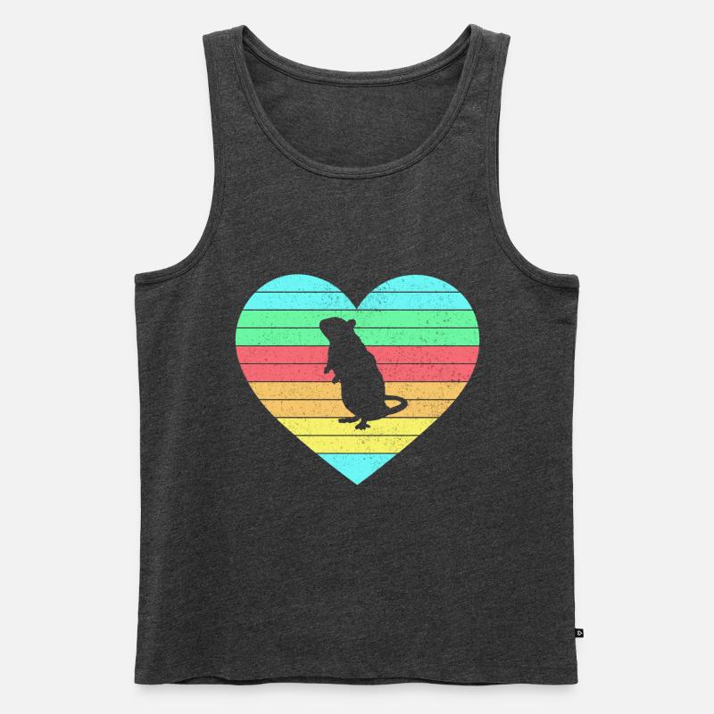 Maus Herz Design mit Regenbogen / Geschenk - Männer Premium Bio Tank Top - Anthrazit meliert