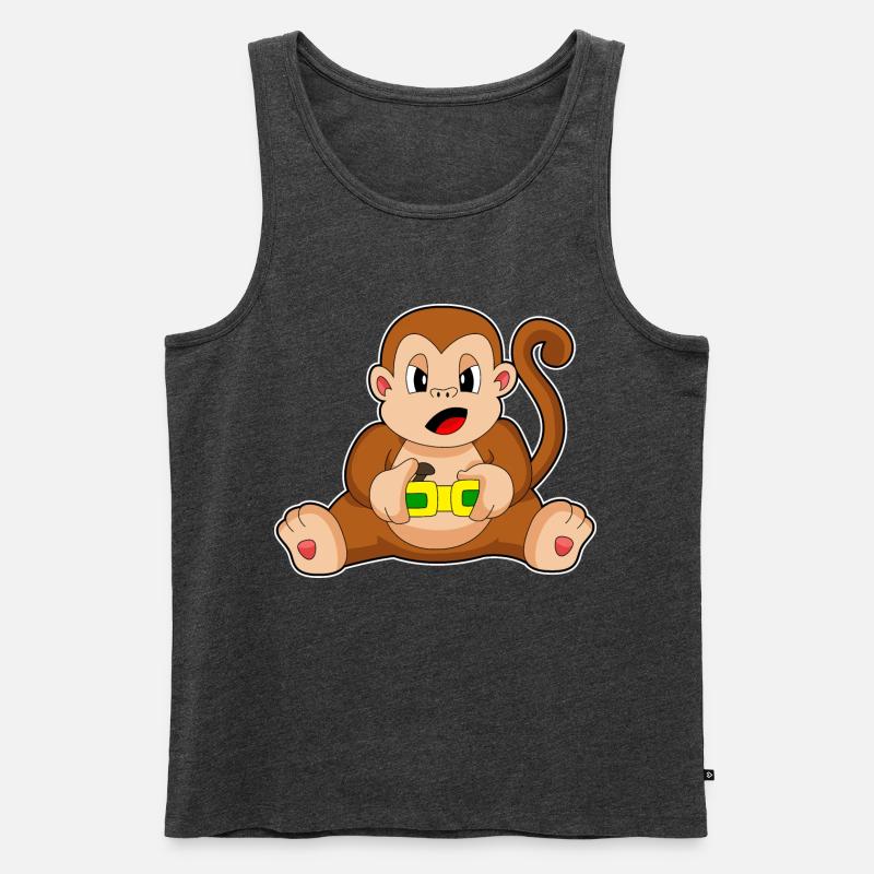 Affe Gamer Controller - Männer Premium Bio Tank Top - Anthrazit meliert