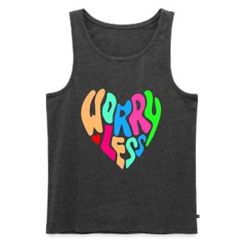 Worry less is the advice # - Men's Premium Organic Tank Top - heather anthracite - Front - AI Model Male 178 light (178cm)