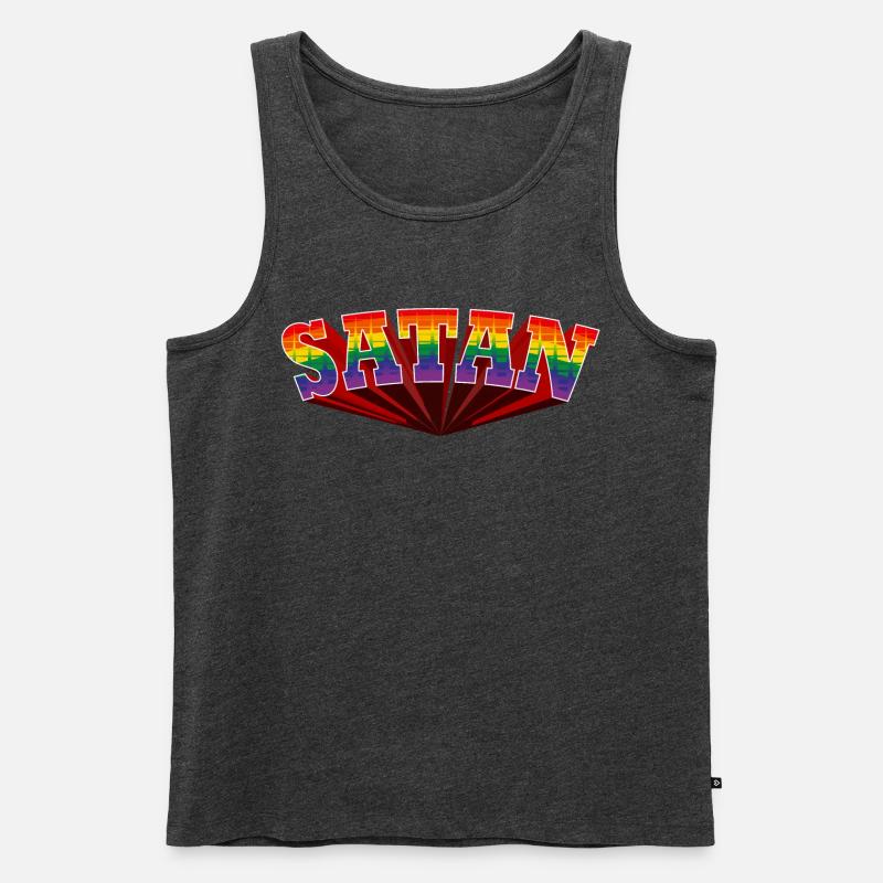Satan Regenbogen Text - Männer Premium Bio Tank Top - Anthrazit meliert
