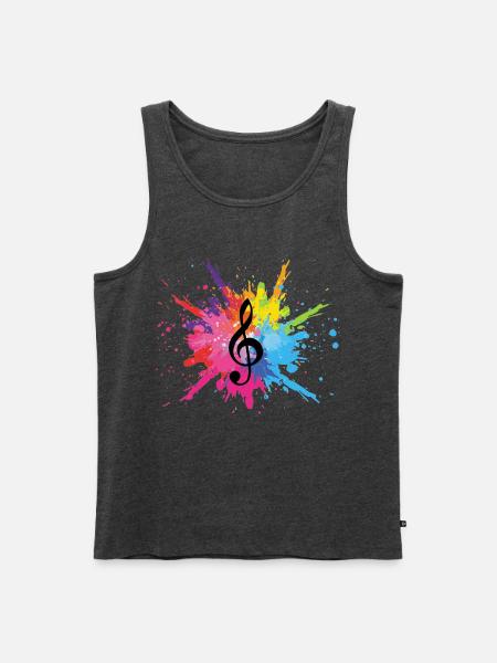 Musik und mehrfarbige Explosion (schwarz) - Männer Premium Bio Tank Top - Anthrazit meliert