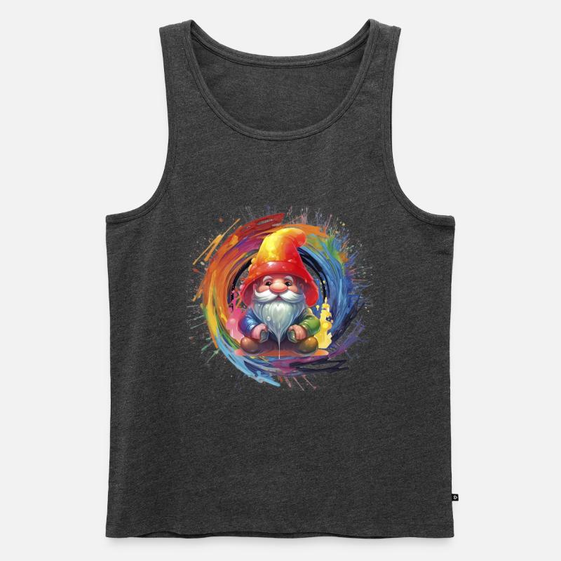 Bunter Weihnachtszwerg Zauberer - Männer Premium Bio Tank Top - Anthrazit meliert