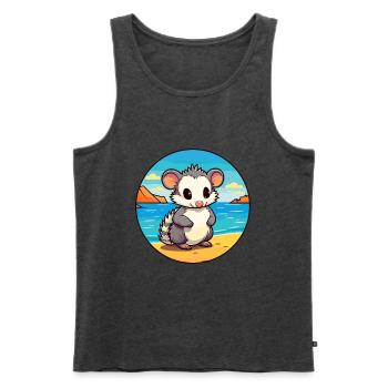 Opossum Aquarell Cartoon Kawaii Clipart Tier - Männer Premium Bio Tank Top - Anthrazit meliert - Vorne - Michal (187cm)