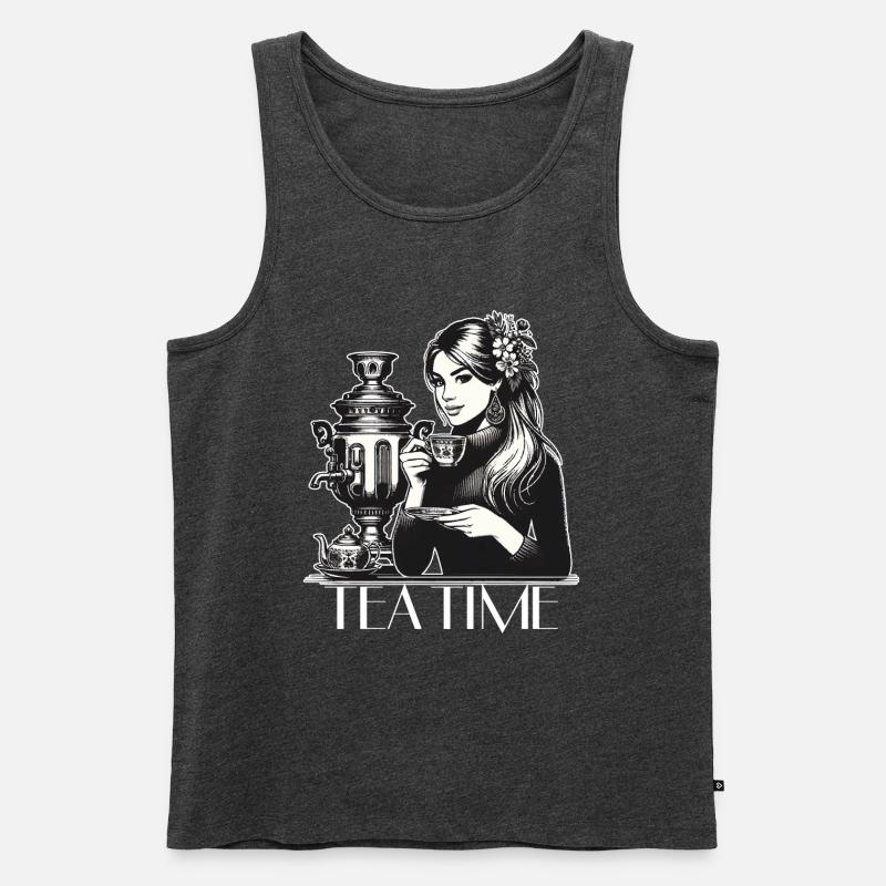 Samowar Teezeit Frau Geschenk - Männer Premium Bio Tank Top - Anthrazit meliert