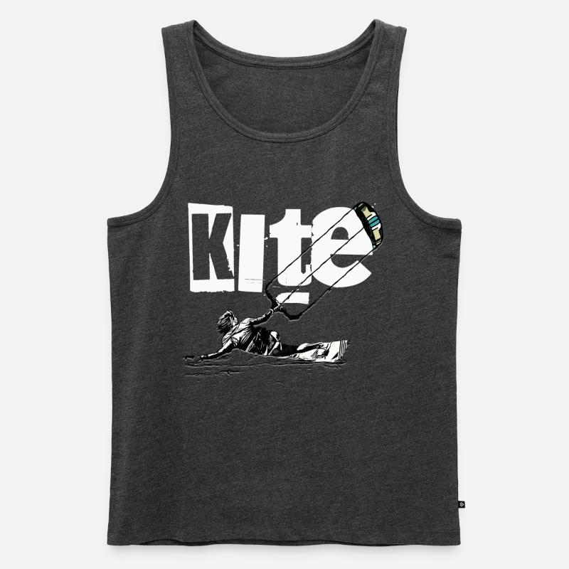 Kite - Männer Premium Bio Tank Top - Anthrazit meliert