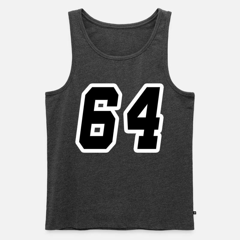 Nummer vierundsechzig 64 - Männer Premium Bio Tank Top - Anthrazit meliert