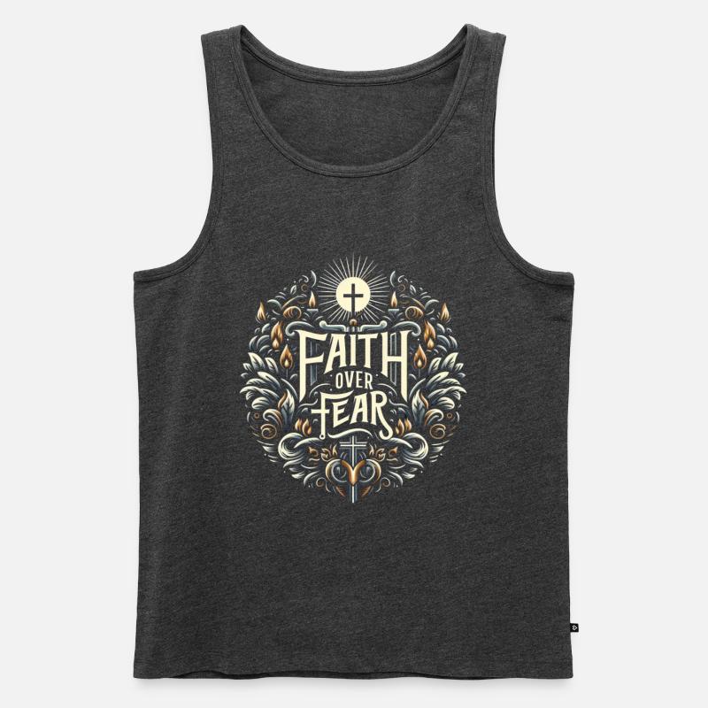 Glaube über Angst Ornament - Männer Premium Bio Tank Top - Anthrazit meliert