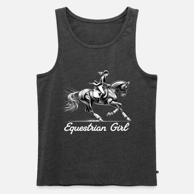 Reiterin Pferd Mädchen Pferdemädchen Geschenk - Männer Premium Bio Tank Top - Anthrazit meliert