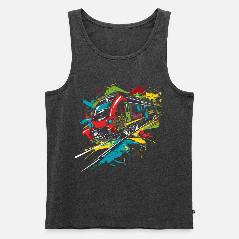 Graffiti Eisenbahn - Männer Premium Bio Tank Top - Anthrazit meliert