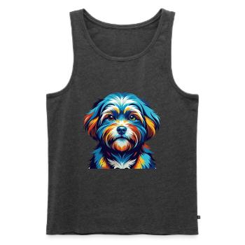Race de chien maltais Shih Tzu dessin animé coloré Kawaii - Débardeur bio Premium Homme - anthracite chiné - Devant - Michal (187cm)