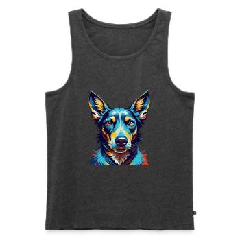 Andalusischer Windhund Hunderasse Bunte Karikatur Kawaii - Männer Premium Bio Tank Top - Anthrazit meliert - Vorne - Michal (187cm)