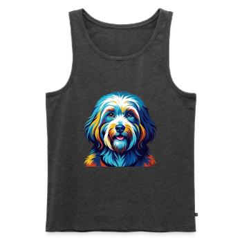 Coton De Tulear Hunderasse Bunte Karikatur Kawaii - Männer Premium Bio Tank Top - Anthrazit meliert - Vorne - Michal (187cm)