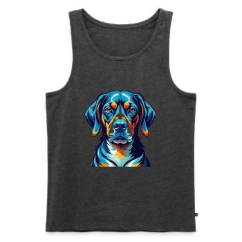 Chien de chasse serbe race Dessin animé coloré Kawaii - Débardeur bio Premium Homme - anthracite chiné - Devant - Michal (187cm)