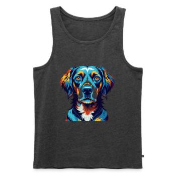 Vieux chien d’arrêt danois race dessin animé Kawaii - Débardeur bio Premium Homme - anthracite chiné - Devant - Michal (187cm)