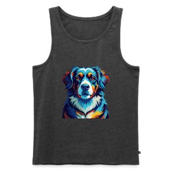Slovensky Cuvac Chien Race Coloré Dessin Animé Kawaii - Débardeur bio Premium Homme - anthracite chiné - Devant - Michal (187cm)