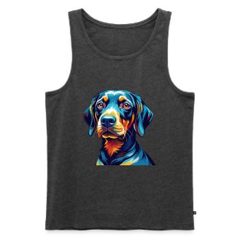 Plott Hound Hund Rasse Bunte Karikatur Kawaii - Männer Premium Bio Tank Top - Anthrazit meliert - Vorne - AI Model Male 178 light (178cm)