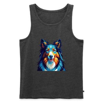 Scotch Collie Hunderasse Bunte Karikatur Kawaii - Männer Premium Bio Tank Top - Anthrazit meliert - Vorne - Michal (187cm)