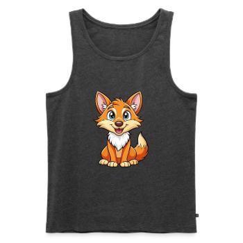 Coyote Cute Cartoon Character Kawaii Clipart - Men's Premium Organic Tank Top - heather anthracite - Front - Michal (187cm)