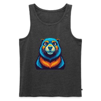 Biber Bunte Kawaii Cartoon Figur Clipart - Männer Premium Bio Tank Top - Anthrazit meliert - Vorne - Michal (187cm)
