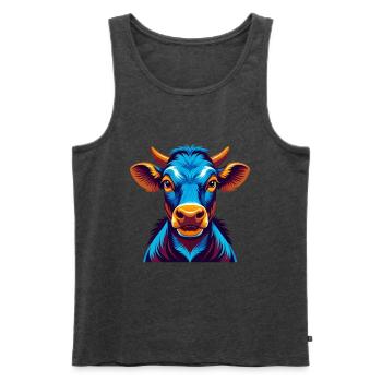 Kuh Bunte Kawaii Cartoon Figur Clipart - Männer Premium Bio Tank Top - Anthrazit meliert - Vorne - AI Model Male 178 light (178cm)