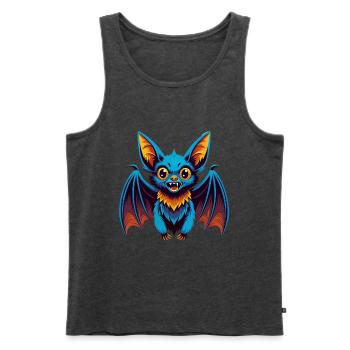 Chauve-souris coloré Kawaii dessin animé Personnage Clipart - Débardeur bio Premium Homme - anthracite chiné - Devant - Michal (187cm)