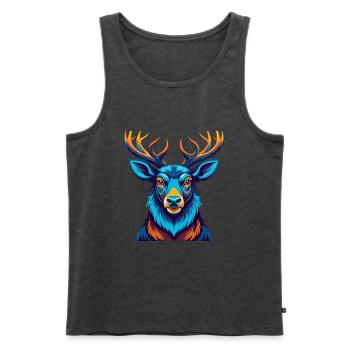 Elch Bunte Kawaii Cartoon Figur Clipart - Männer Premium Bio Tank Top - Anthrazit meliert - Vorne - Michal (187cm)