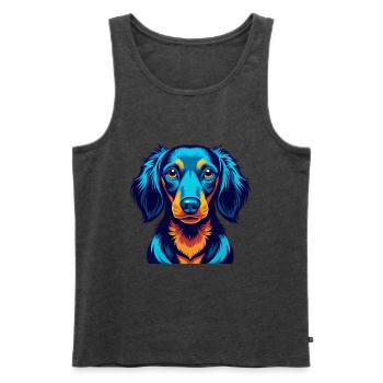 Dackel Hund Bunte Kawaii Zeichentrickfigur - Männer Premium Bio Tank Top - Anthrazit meliert - Vorne - Michal (187cm)