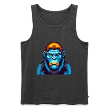 Gorille coloré Kawaii Dessin animé Personnage Clipart - Débardeur bio Premium Homme - anthracite chiné - Devant - Michal (187cm)