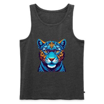 Jaguar Colorful Kawaii Cartoon Character Clipart - Men's Premium Organic Tank Top - heather anthracite - Front - Michal (187cm)