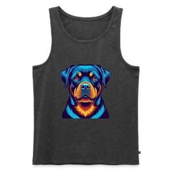 Rottweiler Dog Colorful Kawaii Cartoon Character - Men's Premium Organic Tank Top - heather anthracite - Front - Michal (187cm)