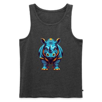 Rhino Colorful Kawaii Cartoon Character Clipart - Men's Premium Organic Tank Top - heather anthracite - Front - Michal (187cm)