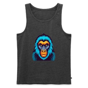 Mandrill coloré Kawaii Dessin animé Personnage Clipart - Débardeur bio Premium Homme - anthracite chiné - Devant - Michal (187cm)