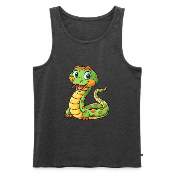 serpent mignon personnage de dessin animé Kawaii Clipart - Débardeur bio Premium Homme - anthracite chiné - Devant - Michal (187cm)
