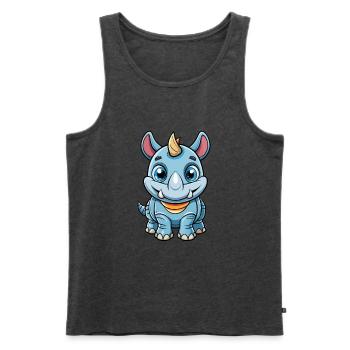 Rhino Cute Cartoon Character Kawaii Clipart - Men's Premium Organic Tank Top - heather anthracite - Front - Michal (187cm)
