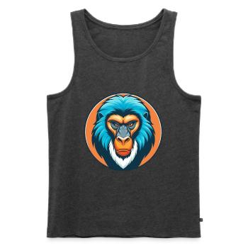 Mandrill Niedliches Kawaii Cartoon Tier Haustier Logo - Männer Premium Bio Tank Top - Anthrazit meliert - Vorne - Michal (187cm)