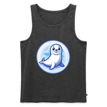 Siegel Blau Kawaii Cartoon Figur Clipart Haustier - Männer Premium Bio Tank Top - Anthrazit meliert - Vorne - Michal (187cm)