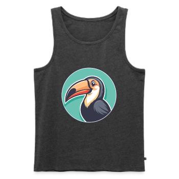 Toucan Kawaii Cartoon Character Animal Pet Face - Men's Premium Organic Tank Top - heather anthracite - Front - Michal (187cm)