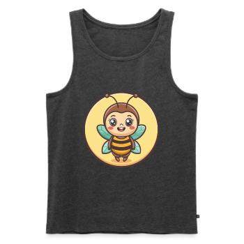 Abeille Kawaii Dessin Animé Personnage Animal Animal Visage - Débardeur bio Premium Homme - anthracite chiné - Devant - Michal (187cm)