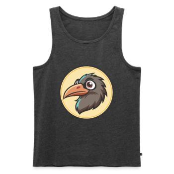 Raven Kawaii Cartoon Character Animal Pet Face - Men's Premium Organic Tank Top - heather anthracite - Front - Michal (187cm)