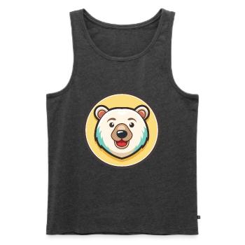 Eisbär Kawaii Cartoon Figur Tier Gesicht - Männer Premium Bio Tank Top - Anthrazit meliert - Vorne - AI Model Male 178 light (178cm)
