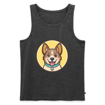 Hygenhund Chien Race Dessin animé Kawaii Clipart Animal - Débardeur bio Premium Homme - anthracite chiné - Devant - Michal (187cm)