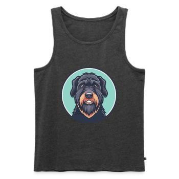 Schwarzer Russischer Terrier Hund Rasse Karikatur Kawaii Haustier - Männer Premium Bio Tank Top - Anthrazit meliert - Vorne - Michal (187cm)